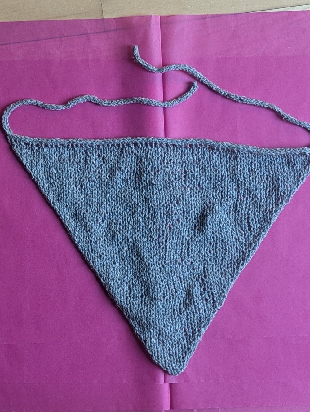 Hand-Knit Gray Triangle Bandana